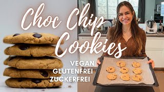 Gesunde Chocolate Chip Cookies vegan glutenfrei zuckerfrei  Linis Bites [upl. by Hayden]