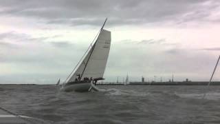 Trimaran Dragonfly 32 overtaking a fast 50 monohull [upl. by Staffard913]