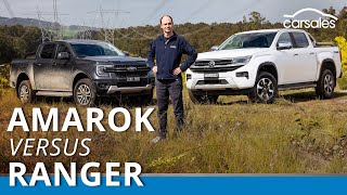 2023 Ford Ranger Sport v Volkswagen Amarok Style Comparison  Midspec dualcab 4x4 utes face off [upl. by Llertnom]