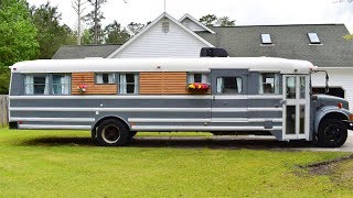 Diesel Skoolie For Sale Beautifully Renovated School Bus Conversion  Lovely Tiny House [upl. by Rep]