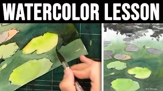 Beginner Watercolor Lesson  Paint Lily Pads [upl. by Noizneb876]