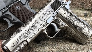 Airsoft pistool Replica WE 1911 FLORAL ENGRAVED GBB [upl. by Aimahc]