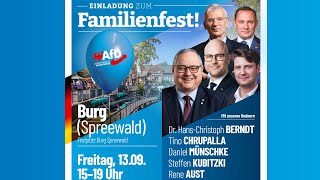 AfDFamilienfest in Burg Spreew mit T Chrupalla Dr Berndt D Münschke S Kubitzki R Aust [upl. by Yelroc]