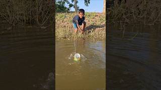 Amazing Village boy catching big catfish by hook in pond fishing hookfishing shorts [upl. by Odette]