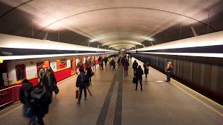 Poland Warsaw metro ride from Kabaty to Pole Mokotowskie 1X escalator [upl. by Ailegave208]