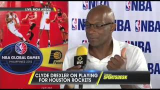 NBA AllStar Clyde quotThe Glidequot Drexler on Solar Sports Desk [upl. by Nedyah264]