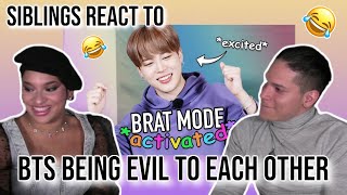 Siblings react to quot8 minutes of BTS being chaotically evil to each otherquot 😂😈🤭💜 [upl. by Tevis90]