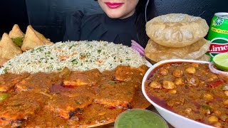 ASMR EATING SAMOSAVEG FRIEDRICEPANEER TIKKA MASALAPURICHANNA MASALA MUKBANG [upl. by Anam]