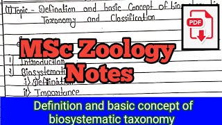 MSc Zoology Definition and Basic Concept of Biosystematic taxonomy and classification [upl. by Kyred351]