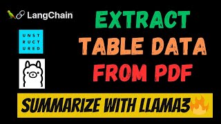 Extract Table Info From PDF amp Summarise It Using Llama3 via Ollama  LangChain [upl. by Ik]