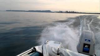 1978 15 trihull boat with 1982 Evinrude 70 hp motor on Lake Superior [upl. by Ahsatak]