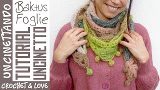 Tutorial Uncinetto  Sciarpa  Baktus Foglie 🍁 sottotitoli in inglese e spagnolo [upl. by Ameline]