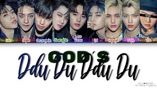 • KaraokeOT8 SKZ — Gods Ddu Du Ddu Du 9 members ver Color Coded Lyrics EngRomEsp [upl. by Namra]