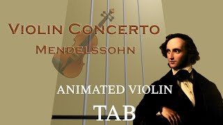 Violin Concerto in E minor F Mendelssohn  Animated Violin Tabs [upl. by Rheingold]