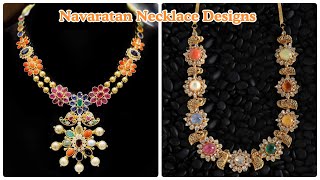 Latest Navaratna Necklace DesignsMulticolor Gold Necklace CollectionBeautiful Navaratna Jewelry [upl. by Nykal]