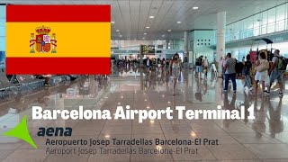 🇪🇸 Barcelona El Prat Airport BCN Terminal 1 Walk in 4K [upl. by Gusba]