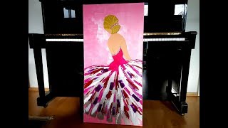 Acrylic painting palette knife Pink Lady  Acrylmalerei Spachteltechnik Dame in Pink [upl. by Uyerta29]