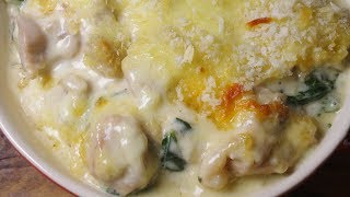 How To Make Cream Cheese Chicken amp Spinach Gratin  Recipe [upl. by Nahtanaoj]