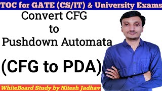 CFG to PDA conversion Example  Convert CFG to PDA  Context free Grammar to Pushdown Automata [upl. by Assilak]