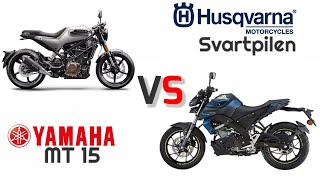 Husqvarna Svartpilen 250 VS Mt 15 DETAILED COMPARISONMILEAGETOP SPEEDPRICEBIKE INFORMER [upl. by Odrahcir]