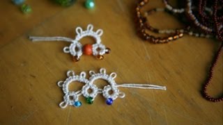 Needle Tatting  2 Adding Beads b method one by RustiKate [upl. by Nil]