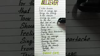 Believer song lyrics English song youtubeshorts shorts songlyrics song music [upl. by Tawnya]