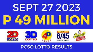 Lotto Result September 27 2023 9pm PCSO [upl. by Fifi]