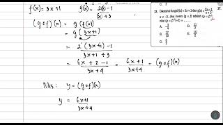 Diketahui fungsi fx3x1 dan gx2x1x3 Jika invers gofx adalah [upl. by Zed]