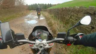 Dorsoduro 750 off roading  part 1 Ramsden Reservoir [upl. by Aihsatal]