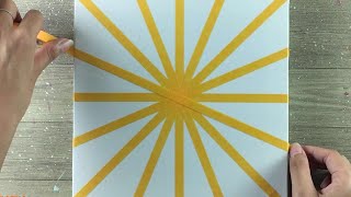 Sun Rays ☀️ Abstract Painting with Masking Tape  Painting for Beginners 137  Satisfying ASMR [upl. by Aratahs234]