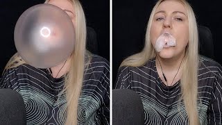 ASMR Bubble Gum Blowing Big Bubbles amp Sucking Them Back In [upl. by Ellirehs]