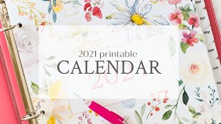 2021 Free Printable Floral Calendar [upl. by Friede]