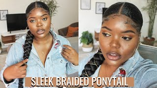 SLEEK LONG BRAIDED PONYTAIL TUTORIAL 💕 EXTENDED 🚫 NO PINS 🚫 5 PROTECTIVE STYLE LIFEWITHTABITHA [upl. by Llecrup6]