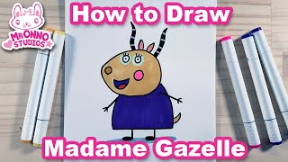 How to Draw Madame Gazelle  Peppa Pigs School Teacher [upl. by Htebi]