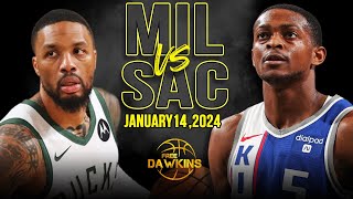 Milwaukee Bucks vs Sacramento Kings Full Game Highlights  January 14 2024  FreeDawkins [upl. by Felisha]