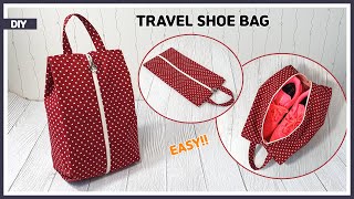 DIY Travel shoe bag  toiletry pouch bag  easy sewing tutorial Tendersmile Handmade [upl. by Yehsa]