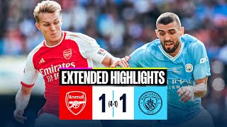 EXTENDED HIGHLIGHTS  Arsenal 11 Man City  Defeat on penalties in Community Shield [upl. by Neroled]