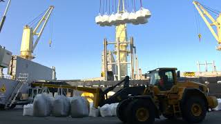 Gottwald crane loading bulk cargo Grua Gottwald cargando granel [upl. by Aniala]