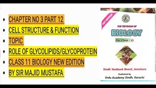 Glycolipids amp Glycoprotein  Ch 3  Part 12  Cell Structure And Function video biology [upl. by Akkeber309]