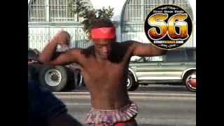 Blood gang member doing dance in South LA after funeral [upl. by Annatsirhc]