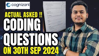 🔥Cognizant Coding Questions asked on 30092024  Cognizant Technical Assessment 🔥 [upl. by Korey]