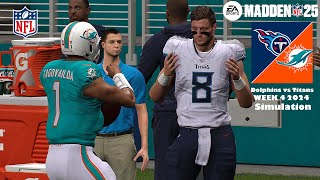 Madden 25 Miami Dolphins vs Tennessee Titans Week 4 Sim 2024 Full 15 Minute Quarters Game Play [upl. by Anestassia]