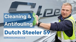 Cleaning amp Antifouling a Dutch Steeler 59  South Coast Yacht Care [upl. by Walkling]