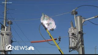 APS demonstrates what happens when mylar balloons get tangled up in power lines [upl. by Song884]