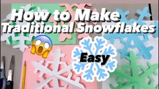 How to Make SNOWFLAKES for Kids  Easy traditional 4 Beginners  snowflakes mrschuettesart [upl. by Blanding633]