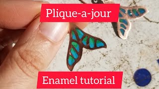 How to make Pliqueajour enamel earrings using copper enameling technique tutorial [upl. by Stryker382]