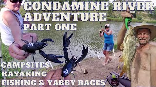 CONDAMINE RIVER ADVENTURE PART 1 GREAT WATERFRONT CAMPSITES KAYAKING FISHING and YABBYS [upl. by Mcmaster]