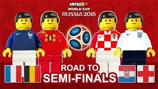 France Belgium Croatia England • Road to SemiFinals World Cup 2018 • Goals Highlights Lego Football [upl. by Chenay]