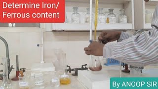 To Determine IronFerrous content against Potassium dichromate using Nphenyl anthranilic acid [upl. by Yekram]