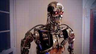 Terminator Endoskeleton T800 LifeSize Statue Sideshow Veteran Combat Version [upl. by Yartnod177]